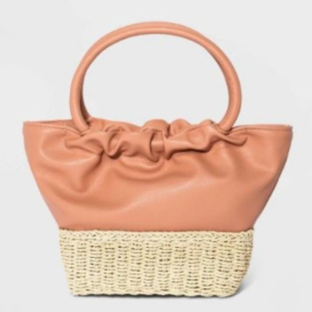 A New Day: Straw Mini Tote Handbag - Natural